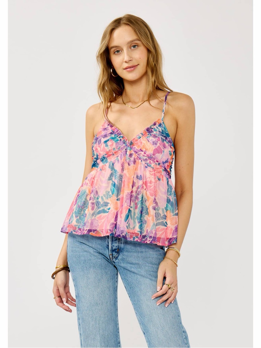 lovestitch Pink & Purple Floral Spaghetti-Strap Tank